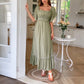 European And American Leisure Vacation Style Stringy Selvedge Short Sleeve Dress