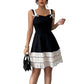 Women's Sling Contrast Color Multi-layer Cake Dress