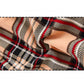 Two Piece Black Long Sleeve Top Checkered Skirt