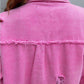 Women's Oversized Frayed Lightweight Denim Jacket Button Down Ripped Distressed Jean Shacket