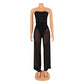 Fashion Wrap Breast Mesh Sheer Jumpsuit Trousers