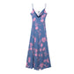 Draped Collar Printing Slip Dress Women