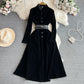 High-grade Socialite Temperament Long Sleeve Lapel Long Skirt