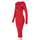 Fashion Solid Color Long-sleeved Slim Fit Hip Dress