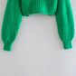Women's Fashion Round Neck Solid Color Cropped Sweater