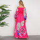 Women's Fashionable Retro Long-sleeved Top Wide Hem Printed Long Skirt Suit