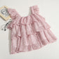 French Small Dotted Ruffle Strap Tank Top Baby Shirt