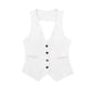 Linen Double Breasted Suit Coat Vest Straight-leg Pants Suit