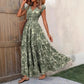 Printed V-neck Waist-tight Long Dress