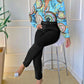 Women's Digital Printing Long-sleeved Shirt With Belt Trousers Suit