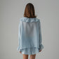 French-style V-neck Ruffled Shirt And Shorts Set