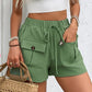 Short décontracté à lacets et taille élastique à double poche pour femme
