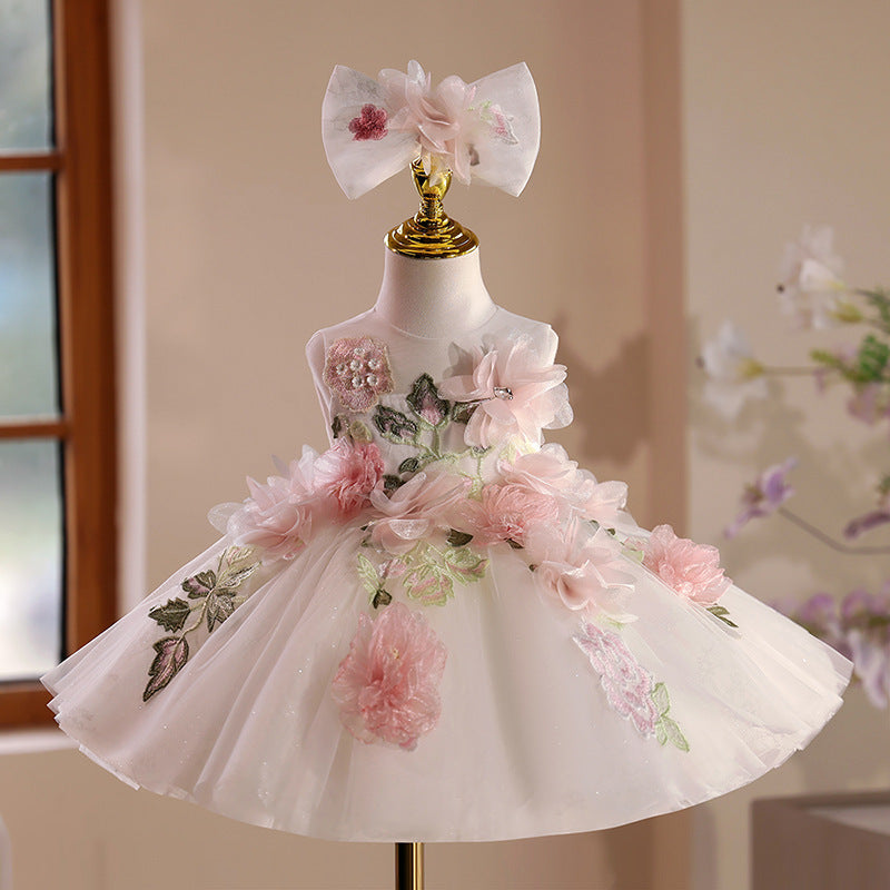Girl's Dress Mori Style Birthday Flower Girl Little Host Piano Performance Costume