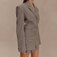 Fashionable Elegant Black Plaid Lapel Suit Jacket