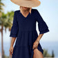 Women's Fashion Temperament Double-layer Bell Sleeve V-neck Doll Type Dress