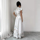 Women's Retro Printed Long-Sleeve Waist-Cinching Single-Breasted Stand-Neckline Dress