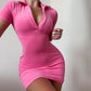 Polo Neckline Chest Bag Hip Dress