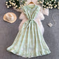 Sweet Ruffled Embroidered Round-Neck Dress Womens SpringAutumn Belted Waist Princess Long Gown
