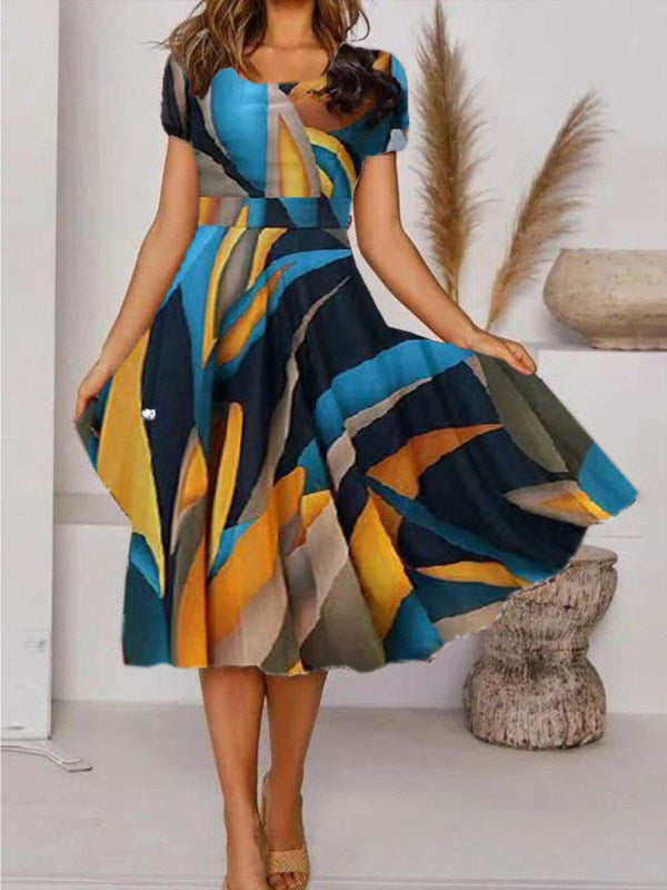 Summer Urban Casual Short Sleeve Round Neck Loose Women's Dress