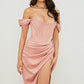 Temperament Split Fishbone Pattern Backless Off-shoulder Dress