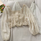 Women's Chiffon Panel Puff Long Sleeve Top