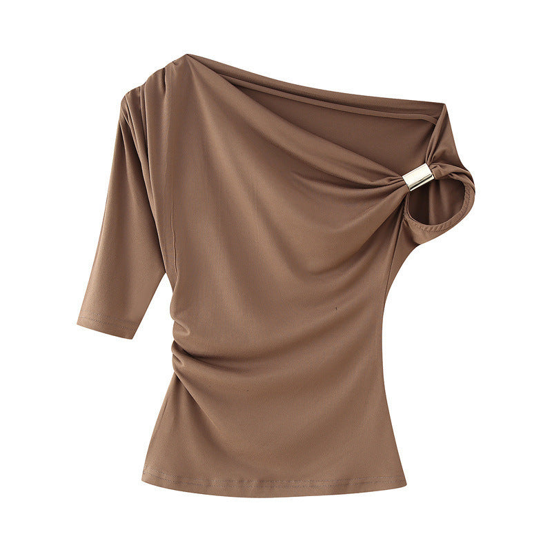 Women's Fashion Shoulder-baring Asymmetric Top