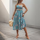 Retro Printing Slip Dress Women's Clothing