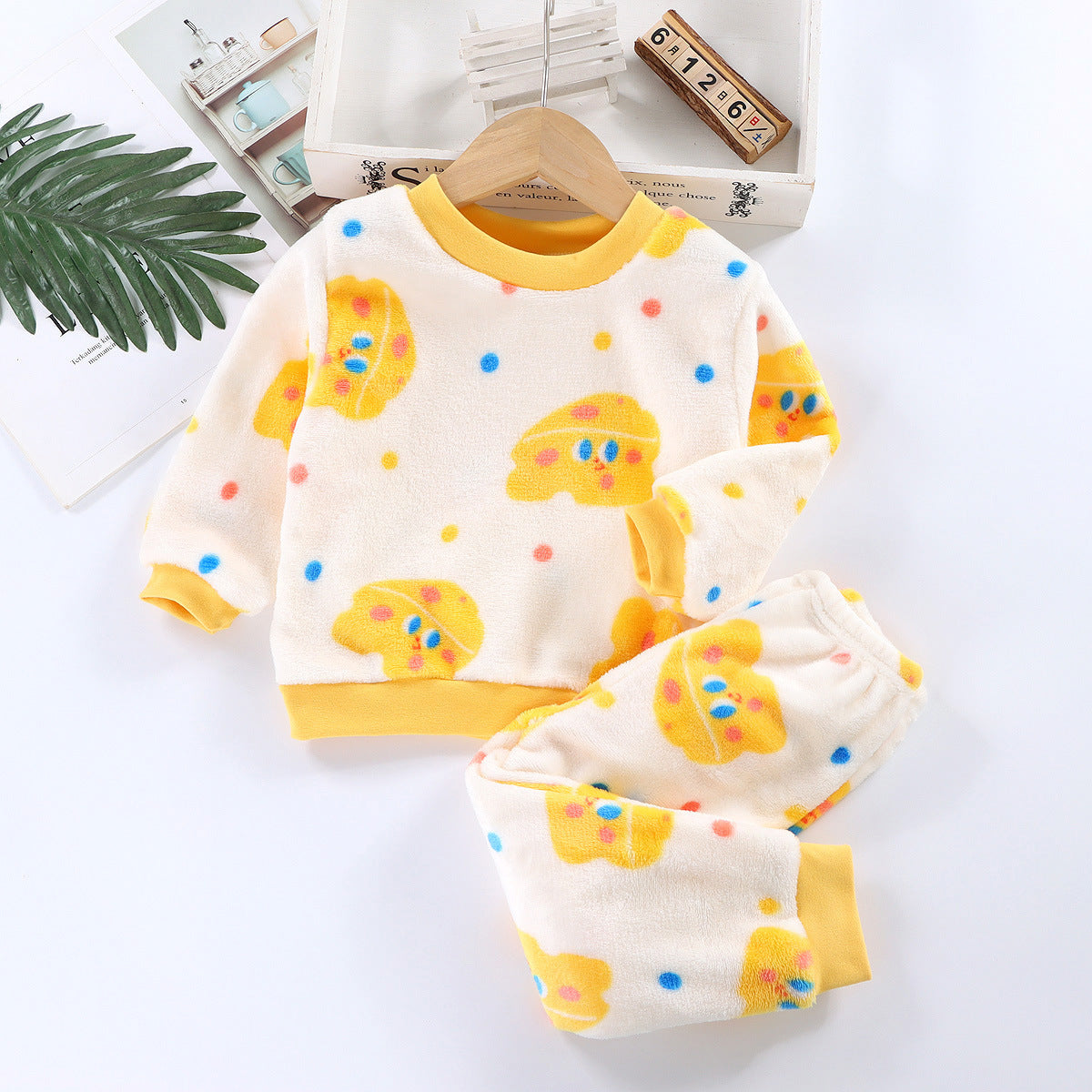 Cotton Padded Thickened Home Wear Autumn Clothes Long Pants Boys And Girls Underwear Suit