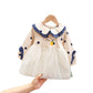 Girls' New Mesh Cotton Long Sleeved Dress
