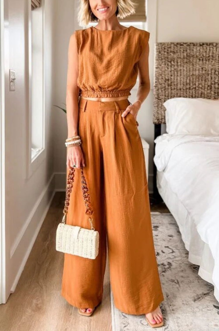 Ensemble pantalon et poche supérieure pour femme
