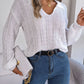 Casual Polo Collar Solid Color Plaid Long Sleeve Knitted Pullover Sweater