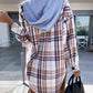 Women's Fashion Hooded Woolen Plaid Coat