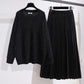 Fat Sister V-neck Sweater Korean Style Gold Velvet Skirt