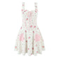 Summer Heart-shaped Pocket Fishbone Girdle Rose Printing Slip Dress