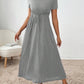 Women's Solid-Colored Short-Sleeve Drawstring Dress With Side Pockets