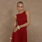 Sleeveless Pleated Slim Solid Color Dress