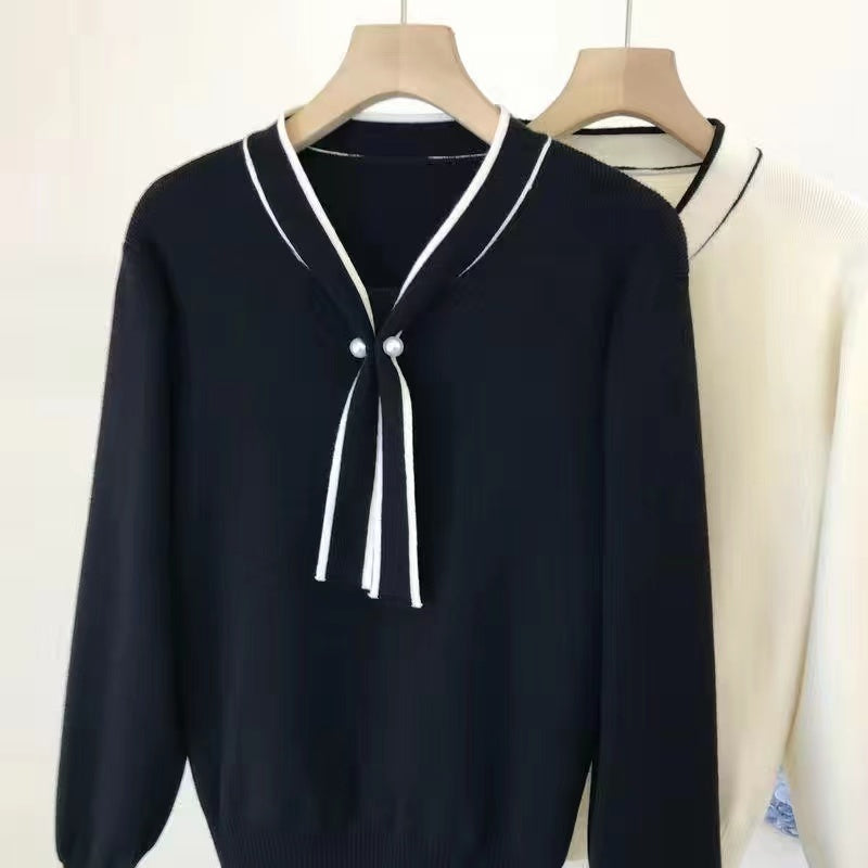 Thin Bottoming Shirt Gentle Lady's Bow Tie