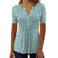 Chemise d'été à manches courtes et col en V pour femme
