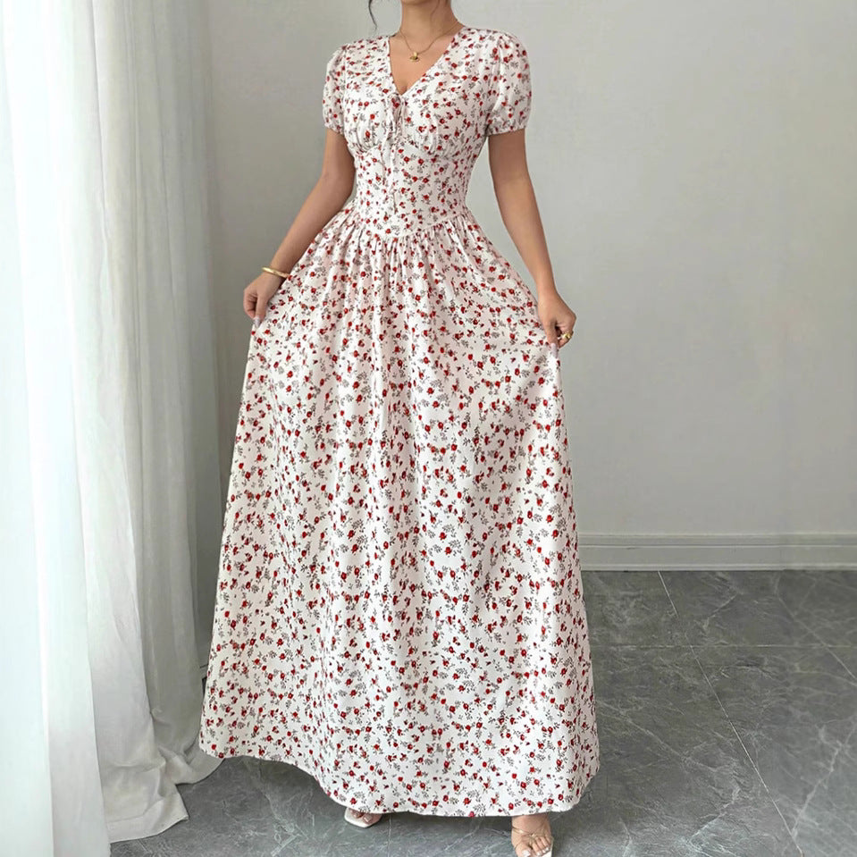 New Womens Floral-print Maxi Dress