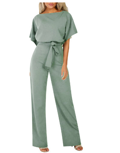 Combinaison d'été à manches courtes et lacets pour femme