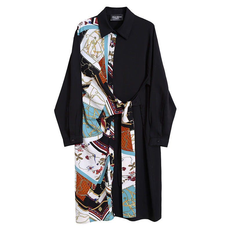 Dress With Printed Shirt Skirt Tie