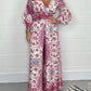 V-neck Printed Jumpsuit Plus Size Casual Jumpsuit