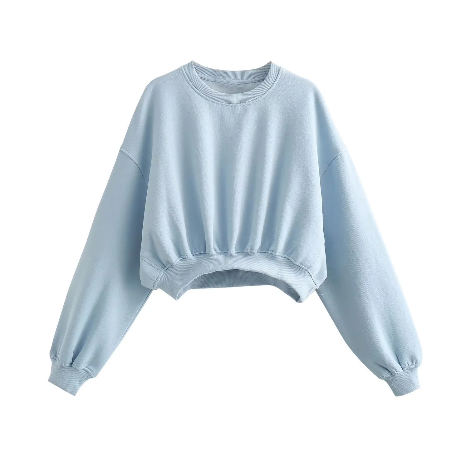 Vêtements d'automne pour femmes, couleur unie, pull court basique, pantalon de jogging à lacets et bande à la cheville