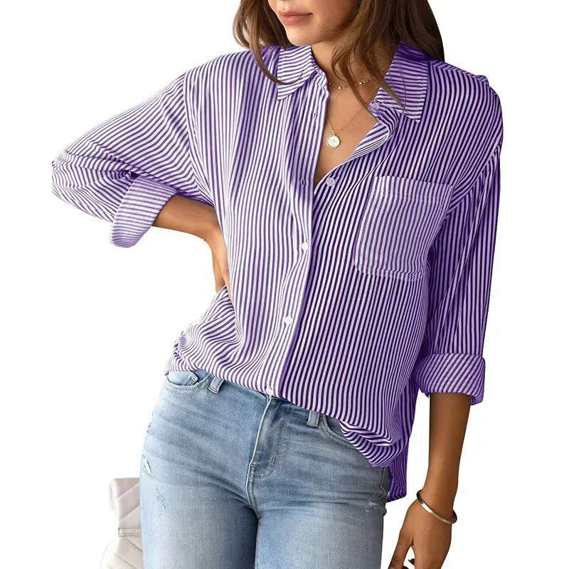 Cardigan ample et décontracté à rayures pour femme