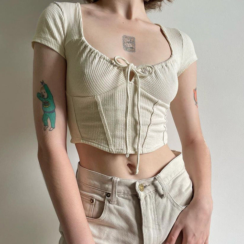 Short Exposed Navel Short-sleeved T-shirt For Women