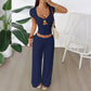 Sports Style Short Sleeve Vest Wide-leg Pants Suit For Women