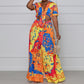 Ensemble haut court imprimé et pantalon large pour femme