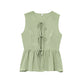 Sleeveless Lace-up Top Loose Drape Flared Pants