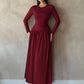 Base Pleated Solid Color Long Dress