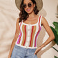 Summer Tops Beach Multi-color Splicing Striped Sweater Fashion Lace Camisole Vest Women